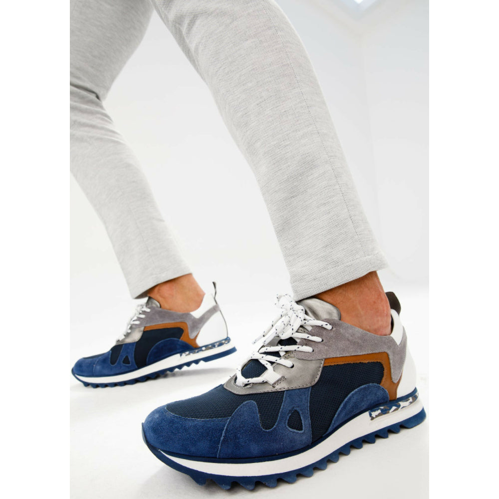 Vinci Leather The Tyler Blue Leather Sneaker (13023)