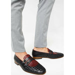 Vinci Leather The Vatra Black Woven Double Monk Strap Shoe