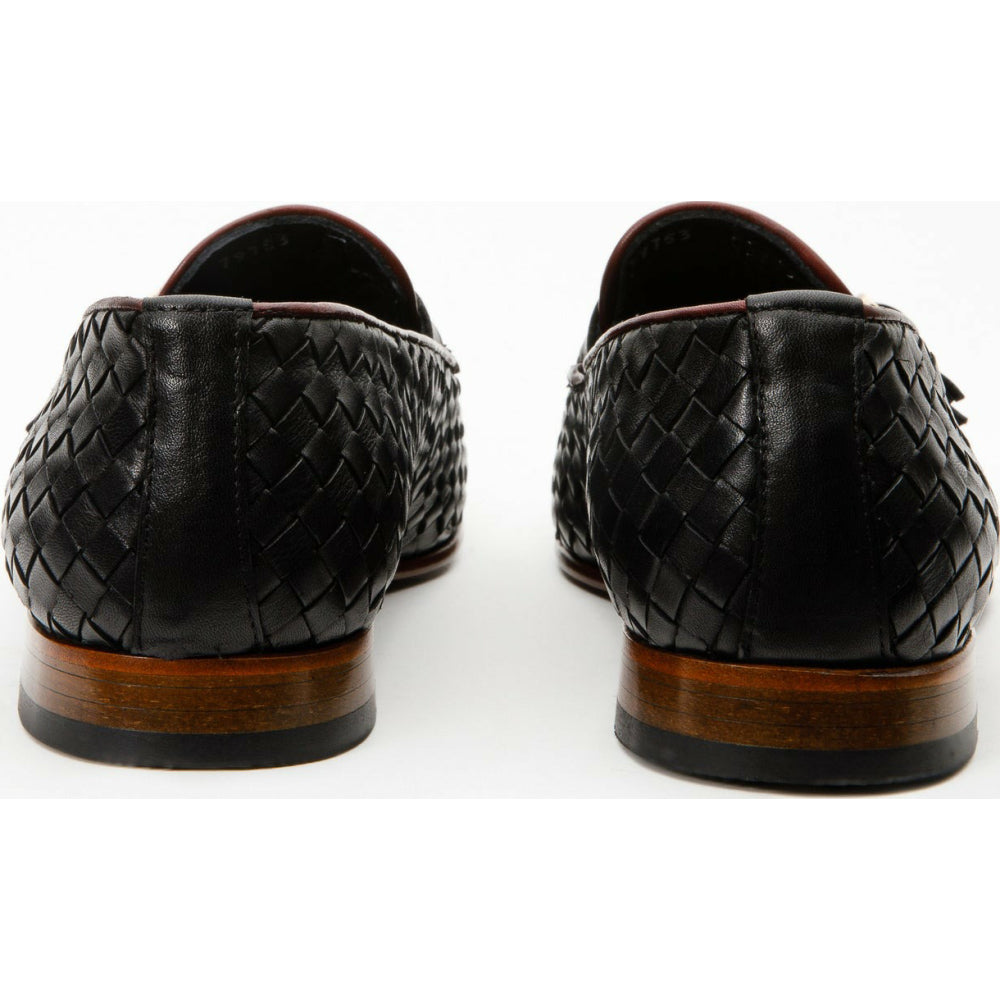 Vinci Leather The Vatra Black Woven Double Monk Strap Shoe