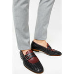 Vinci Leather The Vatra Black Woven Double Monk Strap Shoe
