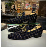 Vinci Leather The Vicino Shoe Navy Bit Dress Loafer (11621-1)
