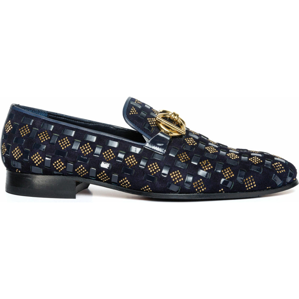 Vinci Leather The Vicino Shoe Navy Bit Dress Loafer (11621-1)