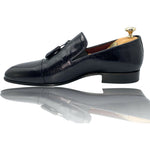 Vinci Leather The Washington Dark Blue Leather Tassel Loafer (10661)