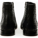 Vinci Leather The Wellington Black Handwoven Leather Boot With A Zipper (12721 S-5)