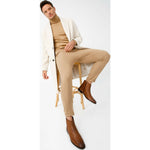 Vinci Leather The Wellington Brown Handwoven Leather Boot With A Zipper (12721 T-5)