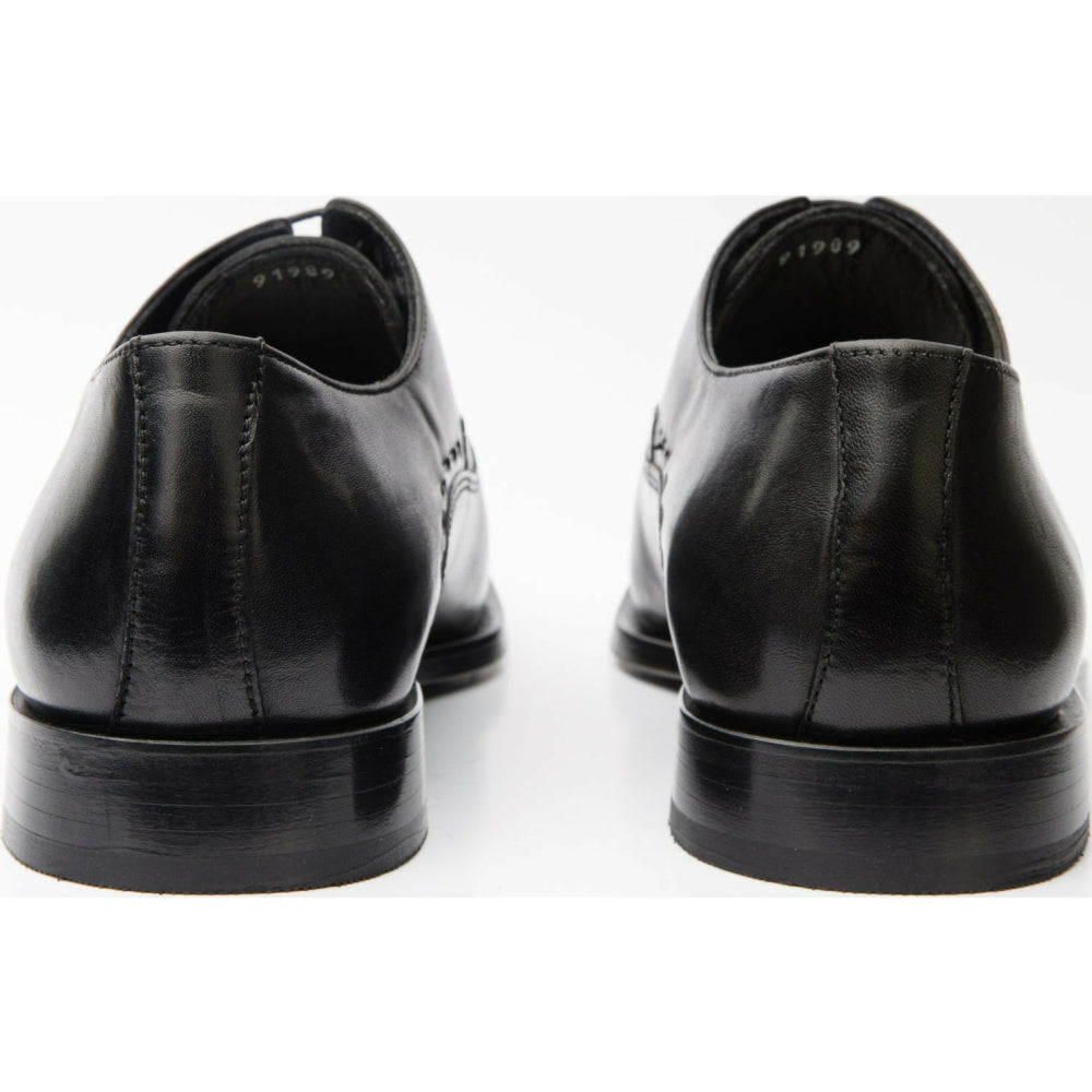Vinci Leather The Yukon Black Single Brogue Cap Toe Oxford Shoe (16009)