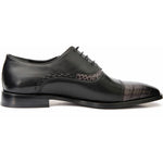 Vinci Leather The Yukon Black Single Brogue Cap Toe Oxford Shoe (16009)