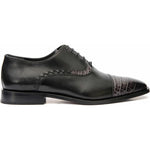 Vinci Leather The Yukon Black Single Brogue Cap Toe Oxford Shoe (16009)