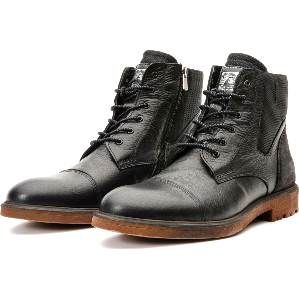 Vinci Leather The Zagreb Black Leather Cap Toe Lace Up Boot With A Zipper (14020)