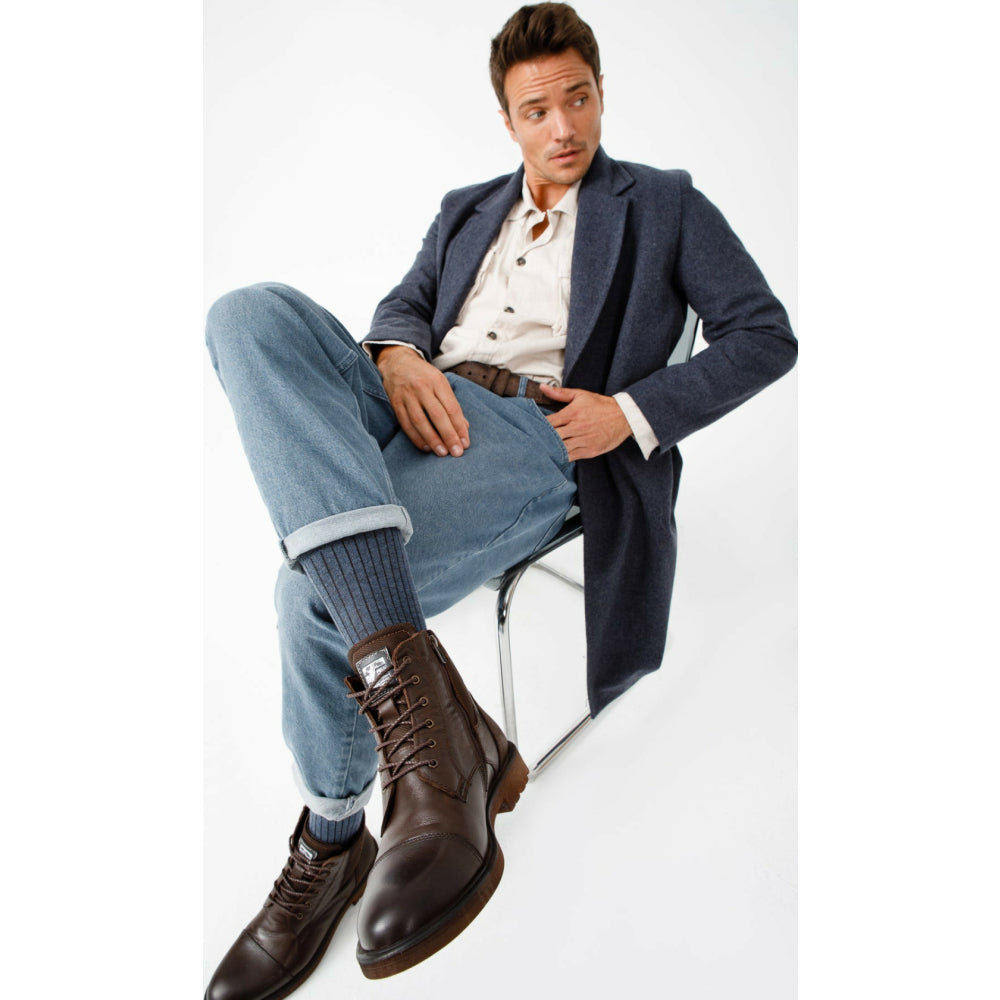 Vinci Leather The Zagreb Brown Leather Cap Toe Lace Up Boot With A Zipper (14020)