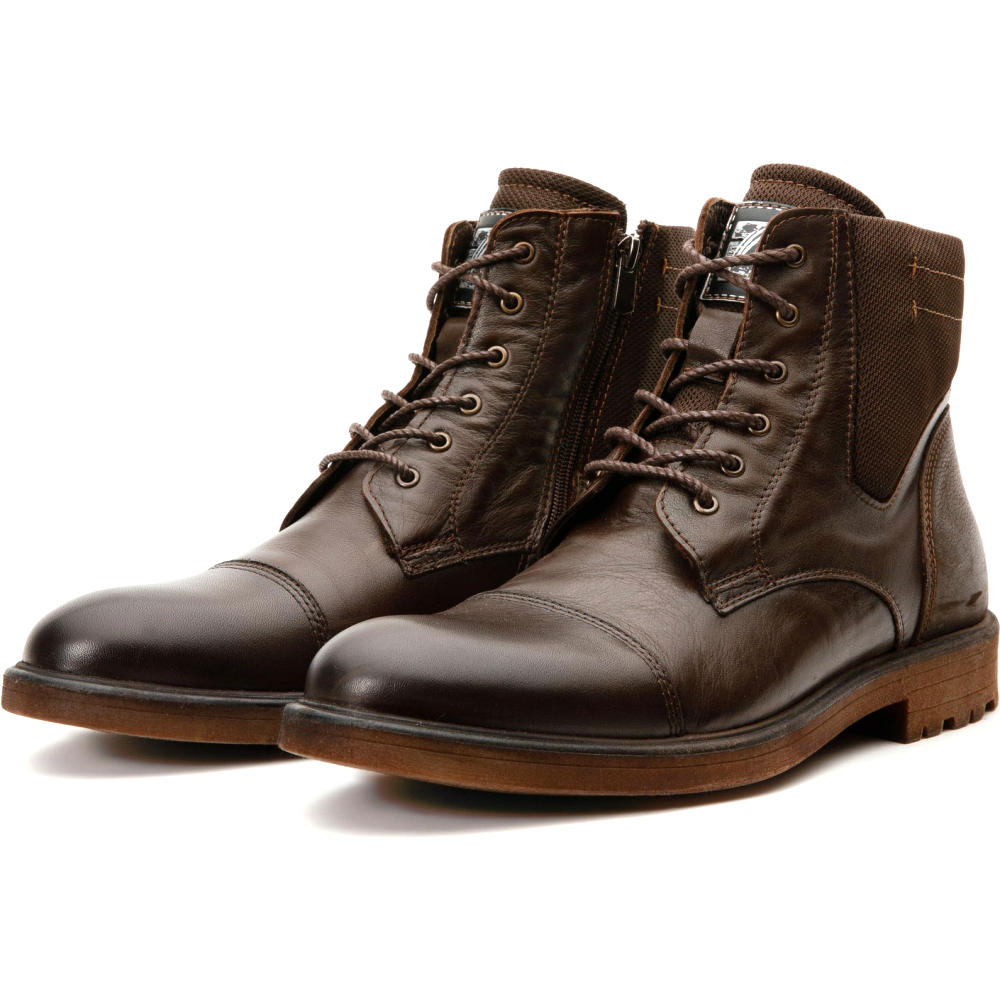 Vinci Leather The Zagreb Brown Leather Cap Toe Lace Up Boot With A Zipper (14020)