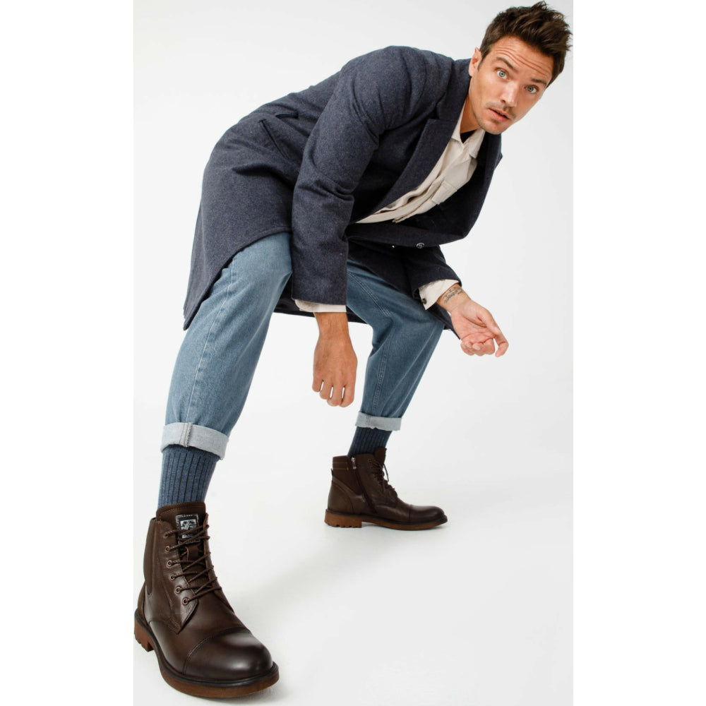 Vinci Leather The Zagreb Brown Leather Cap Toe Lace Up Boot With A Zipper (14020)