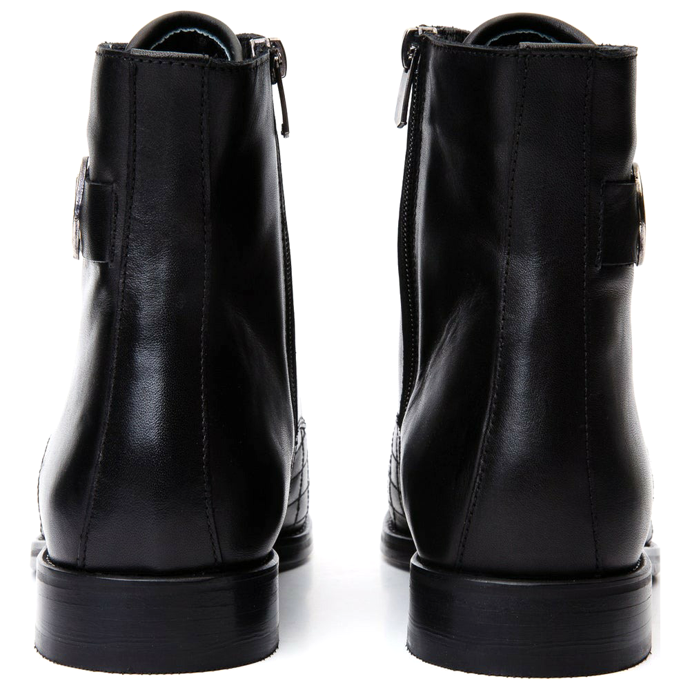 Vinci Leather The Zeus Black Leather Lace-up Boot With A Zipper (16071 S-1)
