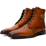 Vinci Leather The Zeus Brown Leather Lace-up Boot With A Zipper (16071 T-1)