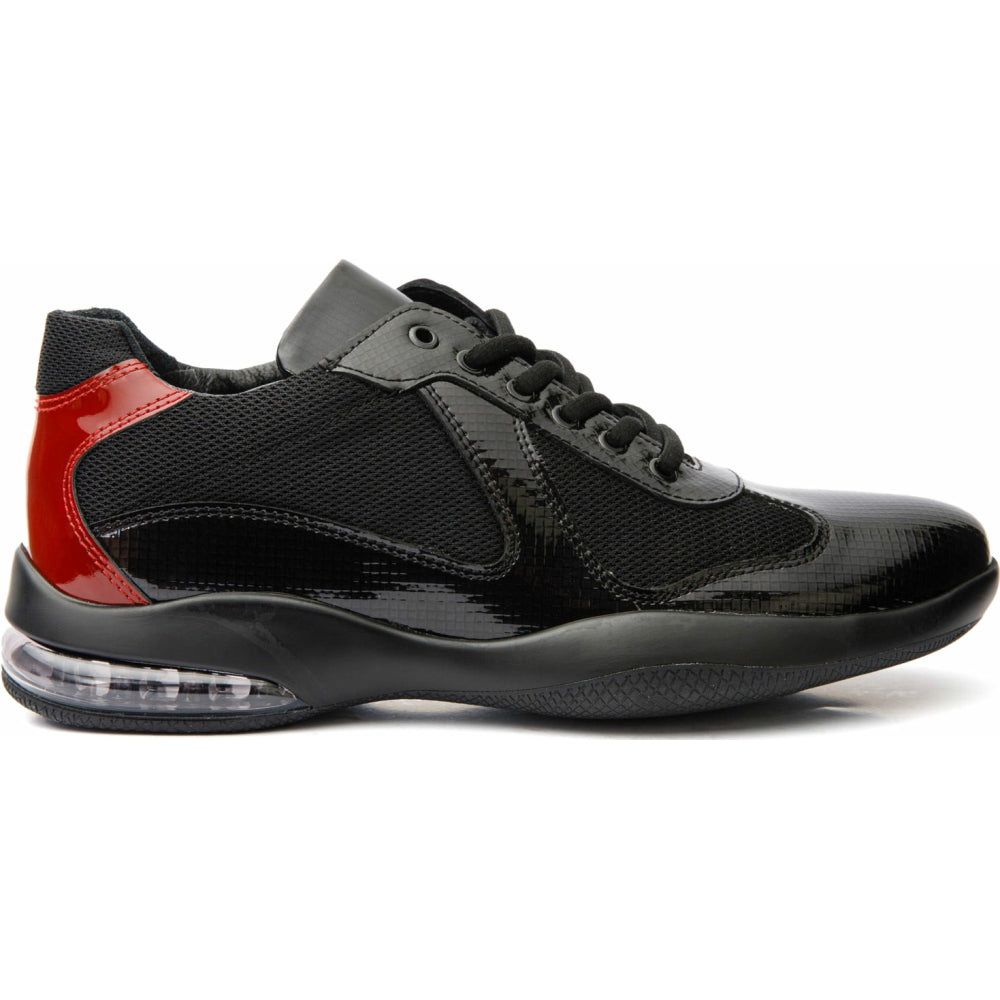 Vinci Leather The Zona Black / Red Leather Sneaker (15123)