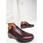 Vinci Leather The Zona Burgundy Leather Sneaker (15123)