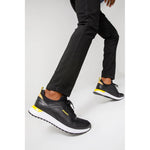 Vinci Leather The Sonoma Black / Yellow Leather Sneaker (15058)