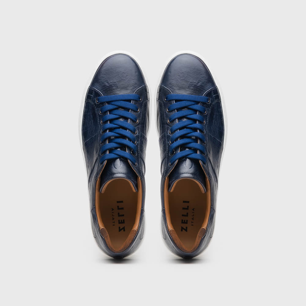 Zelli Vivo Italian Tumbled Calfskin Sneakers Safari Jean (65-348-NVY)