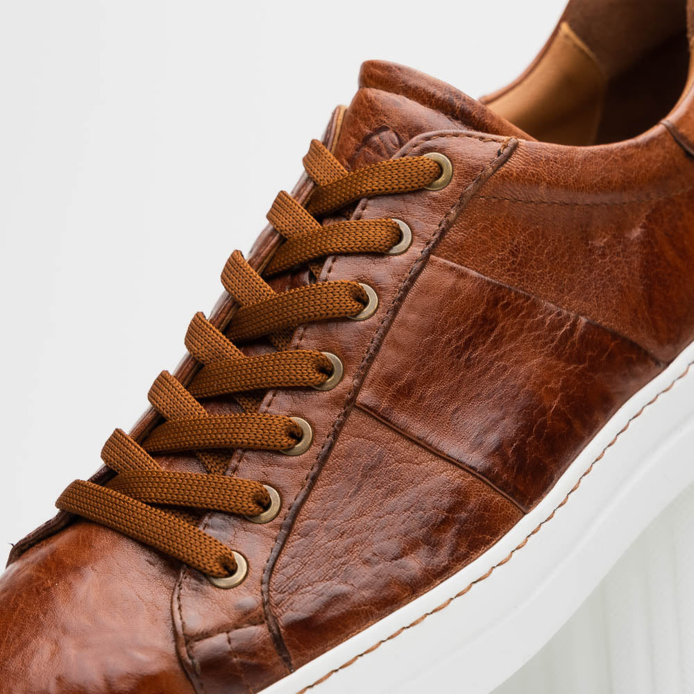 Zelli Vivo Italian Tumbled Calfskin Sneakers Safari Tobacco (65-348-CGN)