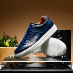 Zelli Vivo Italian Tumbled Calfskin Sneakers Safari Jean (65-348-NVY)