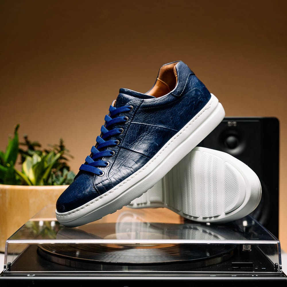 Zelli Vivo Italian Tumbled Calfskin Sneakers Safari Jean (65-348-NVY)