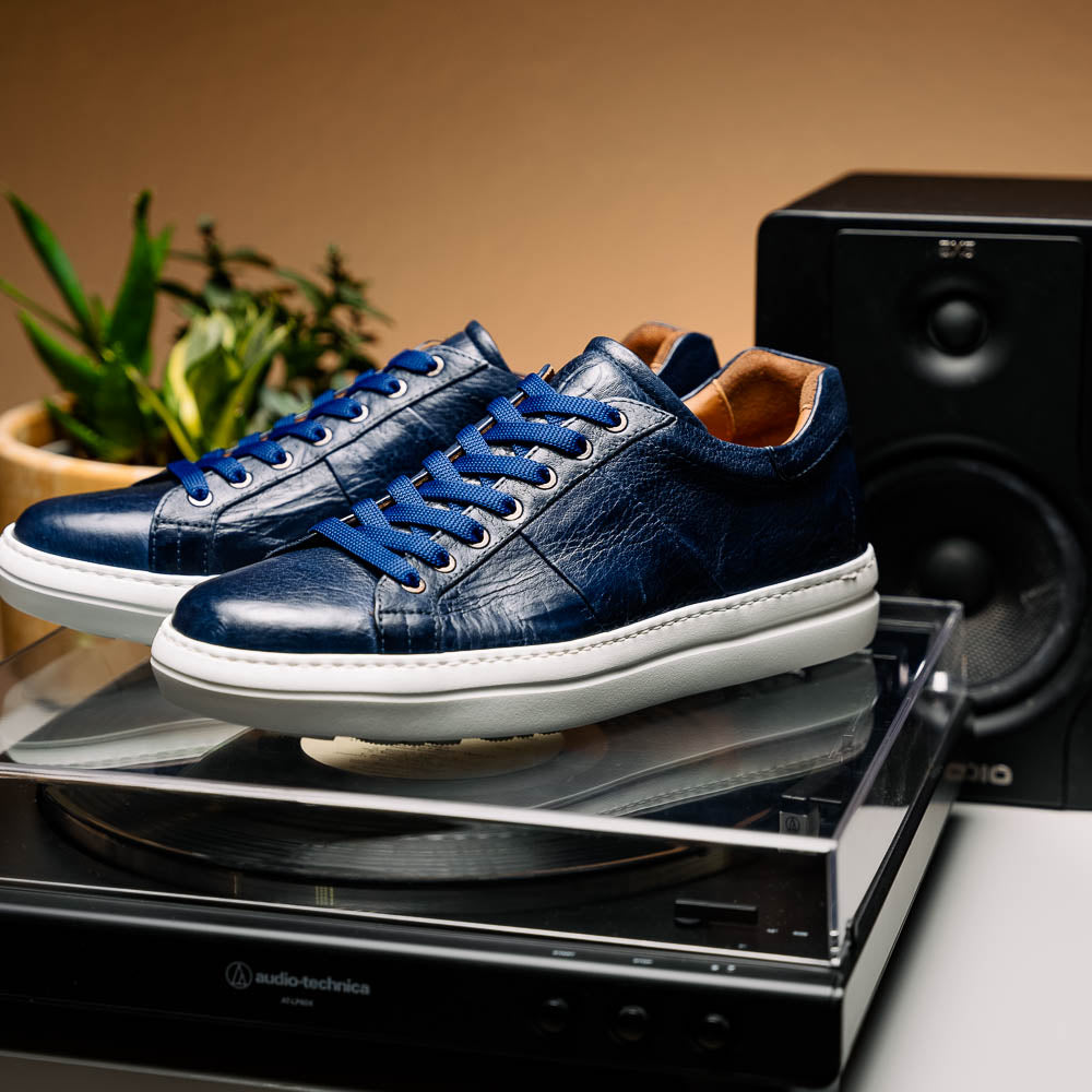 Zelli Vivo Italian Tumbled Calfskin Sneakers Safari Jean (65-348-NVY)