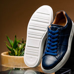 Zelli Vivo Italian Tumbled Calfskin Sneakers Safari Jean (65-348-NVY)