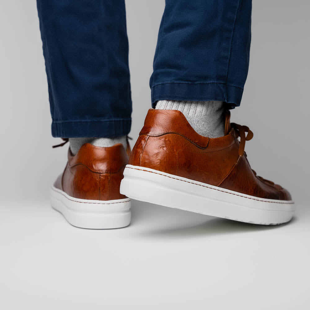 Zelli Vivo Italian Tumbled Calfskin Sneakers Safari Tobacco (65-348-CGN)