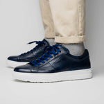 Zelli Vivo Italian Tumbled Calfskin Sneakers Safari Jean (65-348-NVY)