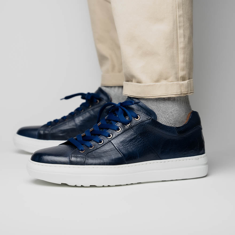 Zelli Vivo Italian Tumbled Calfskin Sneakers Safari Jean (65-348-NVY)