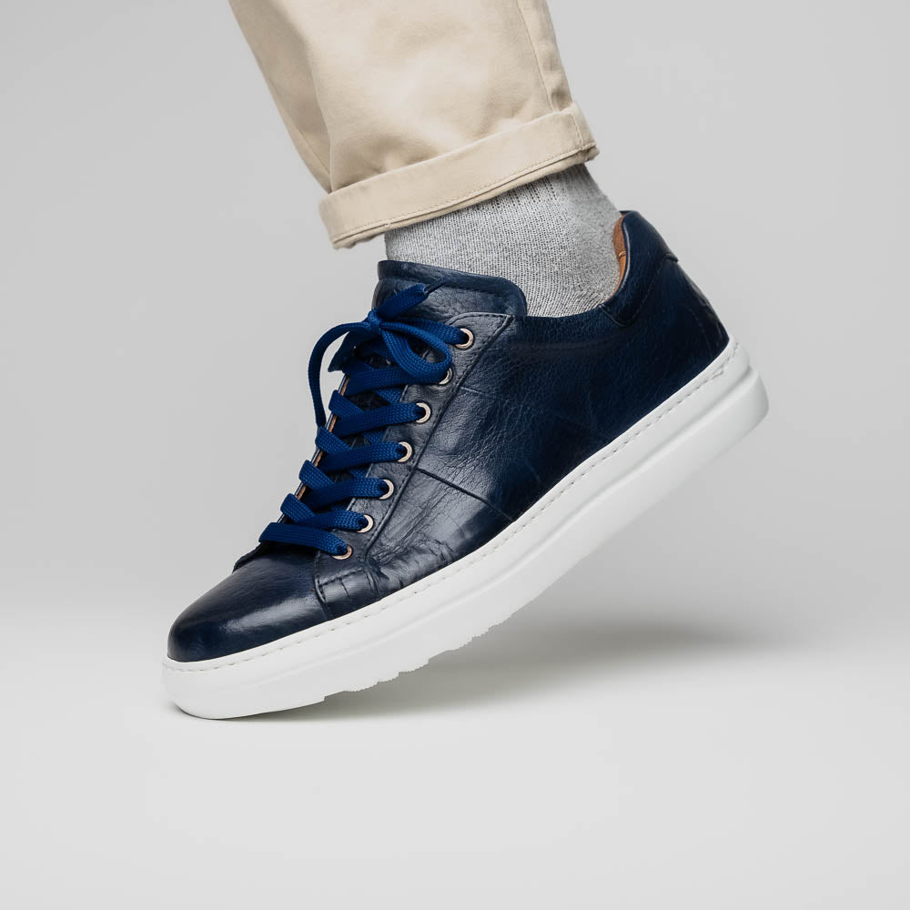 Zelli Vivo Italian Tumbled Calfskin Sneakers Safari Jean (65-348-NVY)