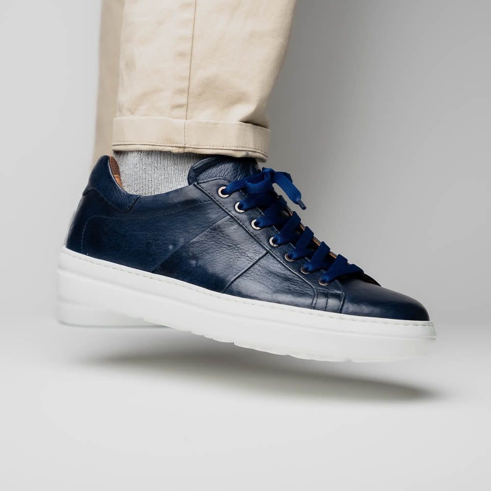 Zelli Vivo Italian Tumbled Calfskin Sneakers Safari Jean (65-348-NVY)