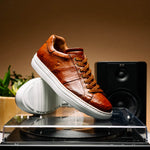 Zelli Vivo Italian Tumbled Calfskin Sneakers Safari Tobacco (65-348-CGN)