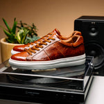 Zelli Vivo Italian Tumbled Calfskin Sneakers Safari Tobacco (65-348-CGN)
