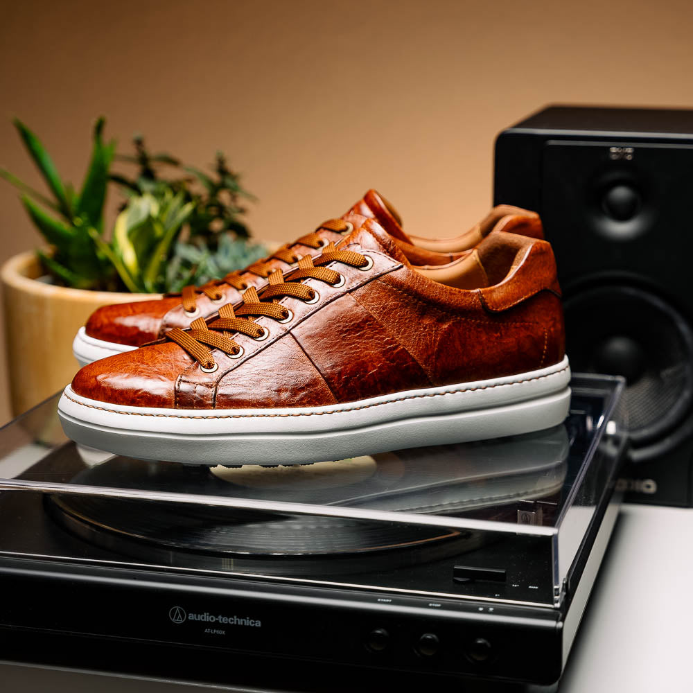 Zelli Vivo Italian Tumbled Calfskin Sneakers Safari Tobacco (65-348-CGN)