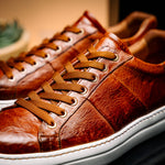 Zelli Vivo Italian Tumbled Calfskin Sneakers Safari Tobacco (65-348-CGN)
