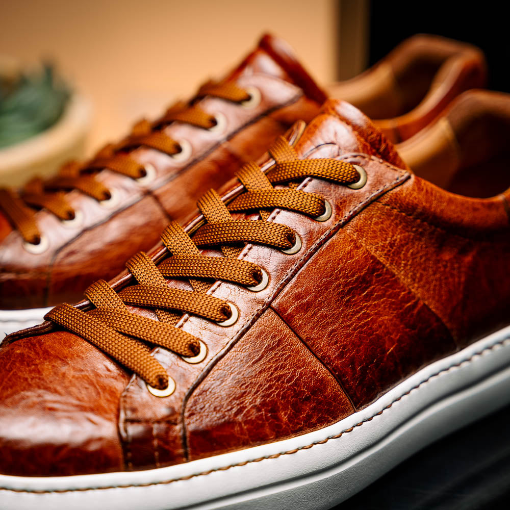 Zelli Vivo Italian Tumbled Calfskin Sneakers Safari Tobacco (65-348-CGN)