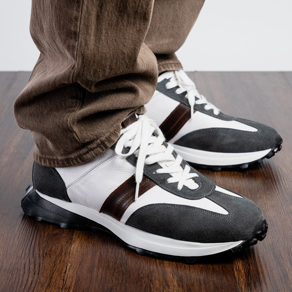 Marco Di Milano Volterra Calfskin & Suede Sneaker White / Grey