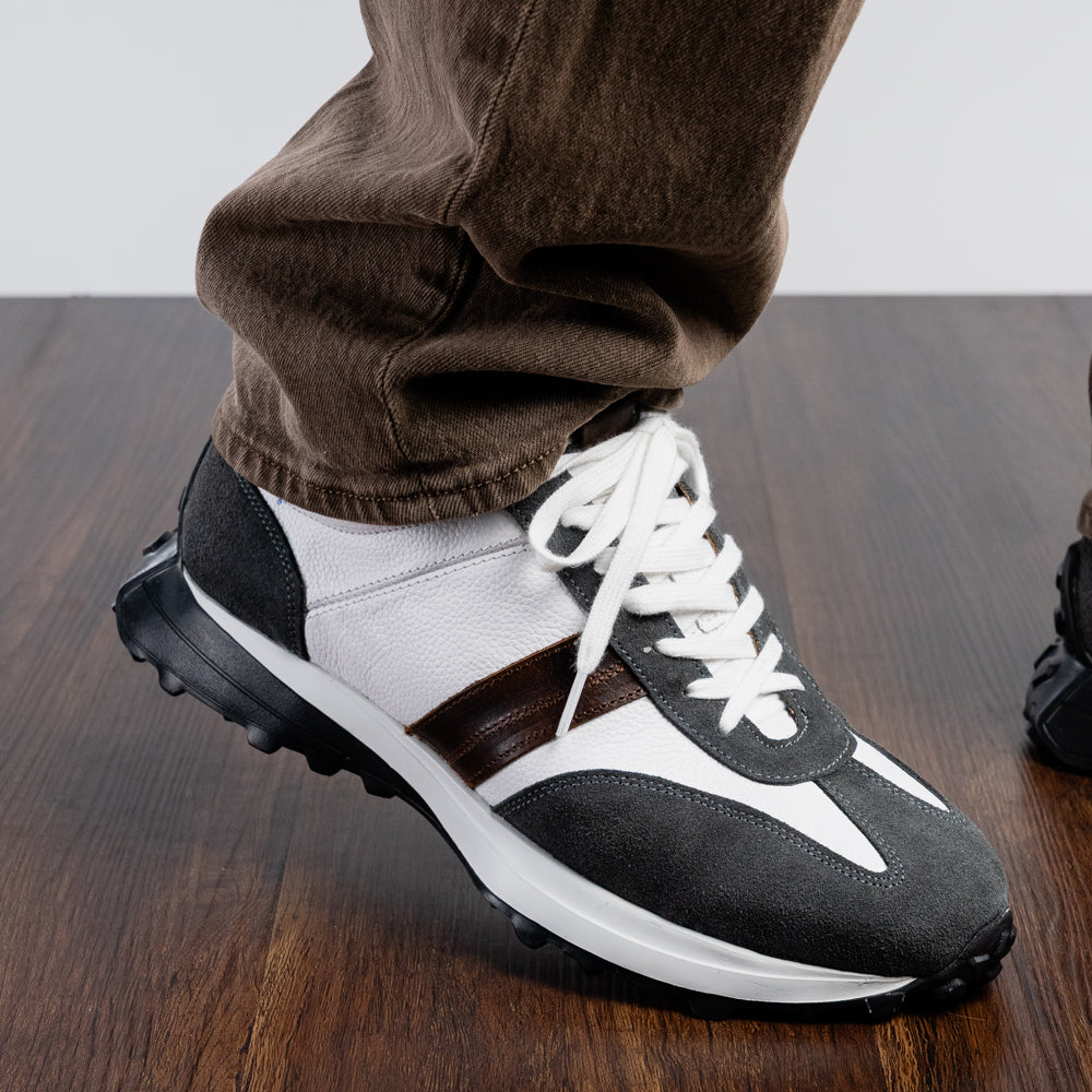 Marco Di Milano Volterra Calfskin & Suede Sneaker White / Grey
