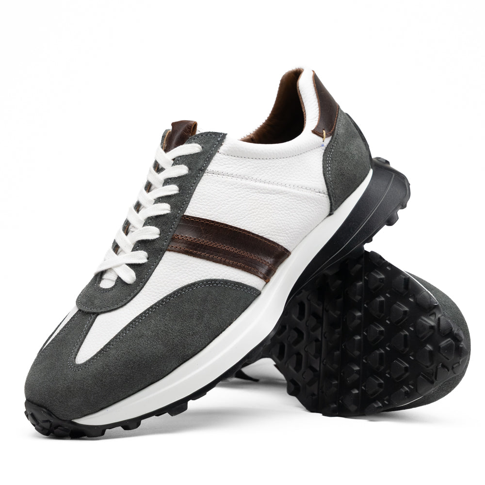 Marco Di Milano Volterra Calfskin & Suede Sneaker White / Grey