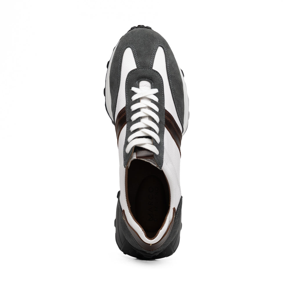 Marco Di Milano Volterra Calfskin & Suede Sneaker White / Grey