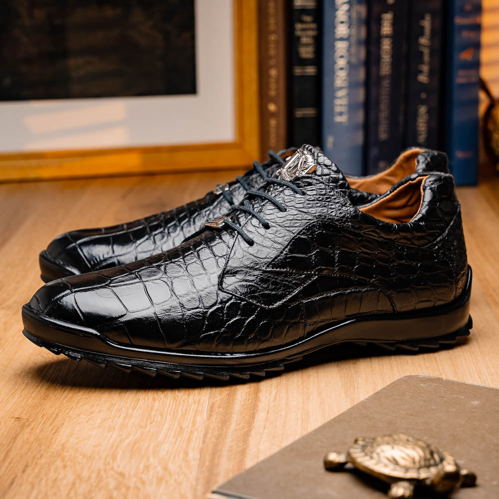 Marco Di Milano Vulcan Alligator Sneakers Black