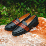 Alan Payne Deerskin Penny Loafers Black / Brown