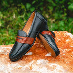 Alan Payne Deerskin Penny Loafers Black / Brown