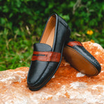 Alan Payne Wellesley II Deerskin Penny Loafers Black / Brown