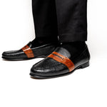 Alan Payne Deerskin Penny Loafers Black / Brown