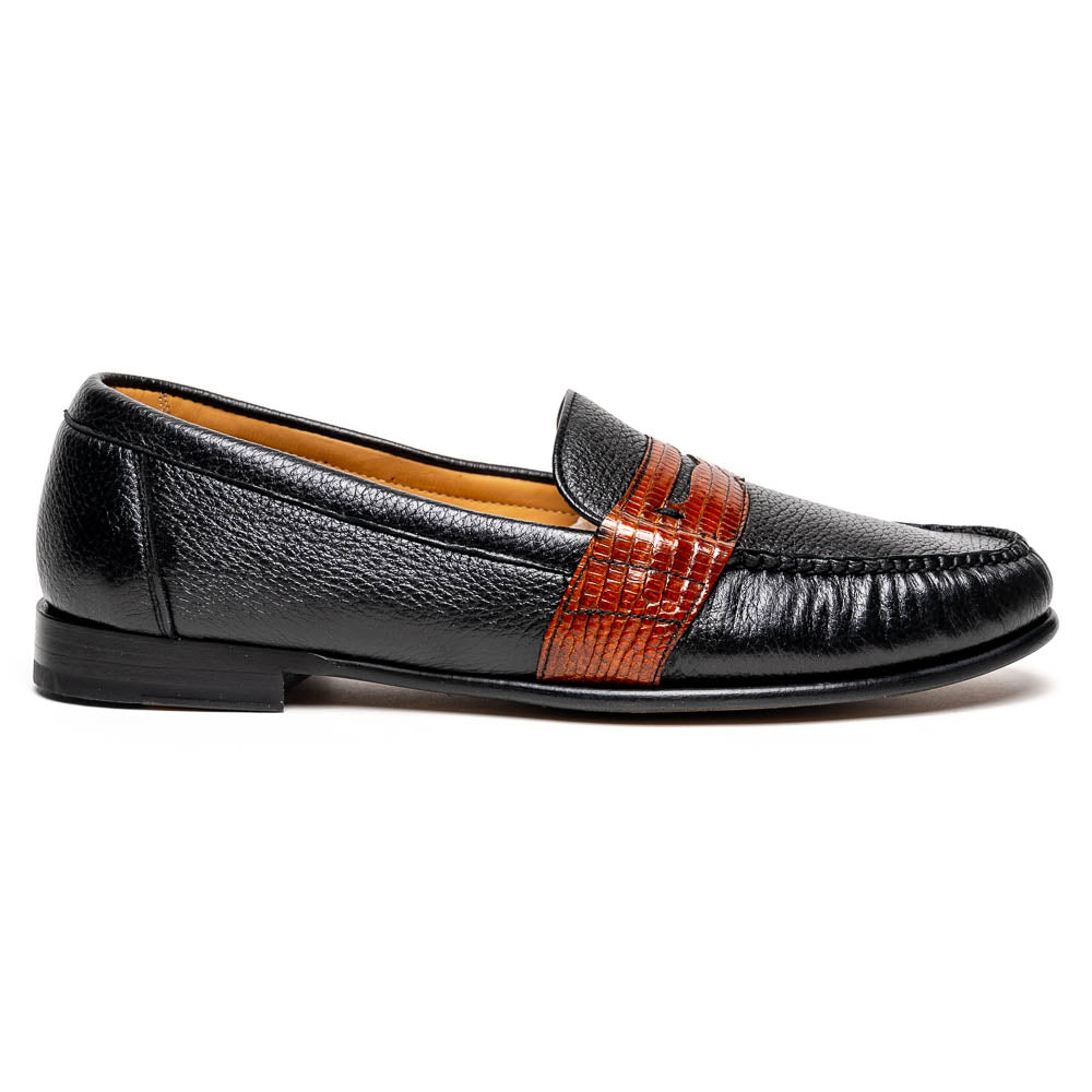 Alan Payne Deerskin Penny Loafers Black / Brown