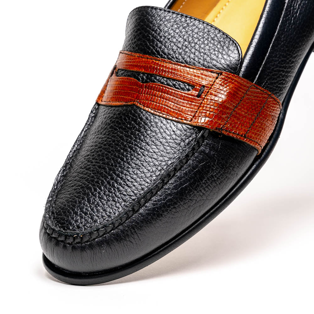 Alan Payne Deerskin Penny Loafers Black / Brown