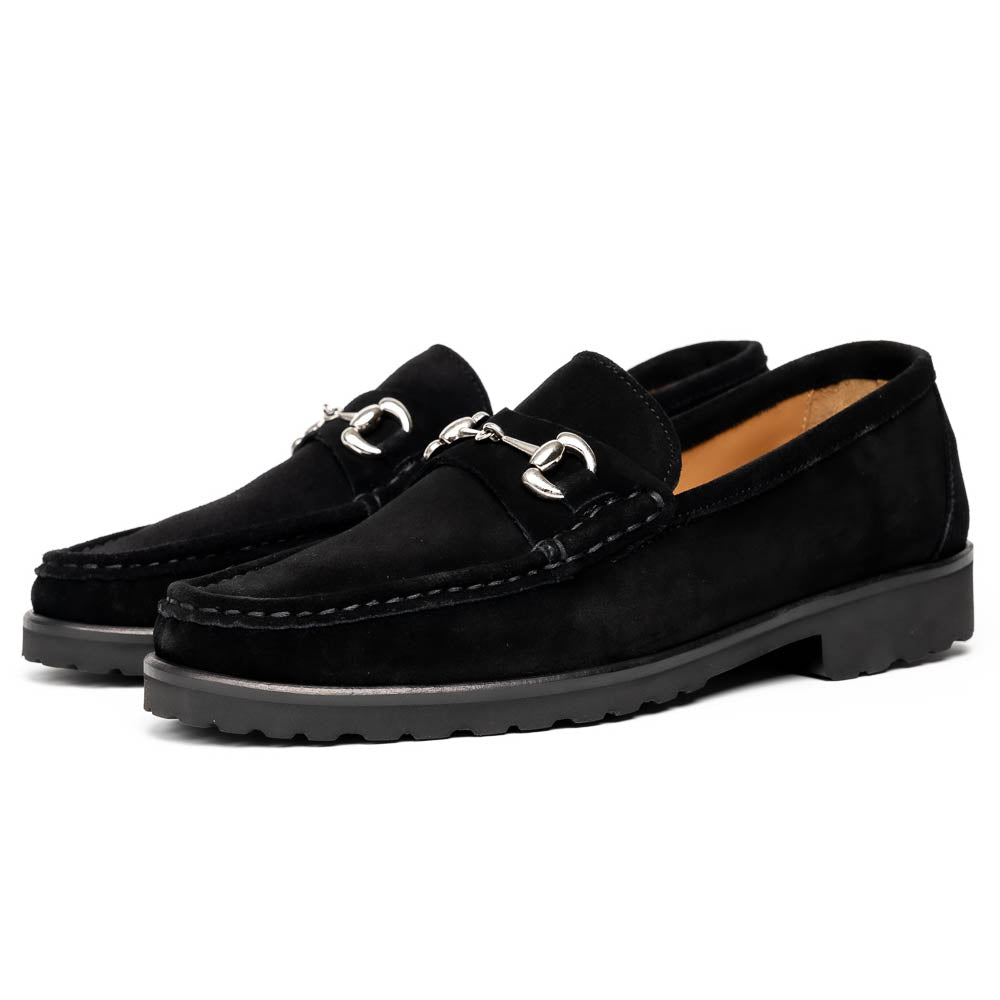 Alan Payne Wharton Suede Bit Loafers Black