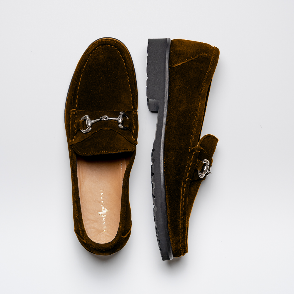 Alan Payne Wharton Suede Bit Loafers Brown
